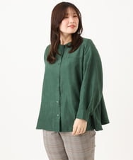 OLBLD15099 eur3(エウルキューブ) 【大きいサイズ】コーデュロイフレアシルエットブラウス グリーン