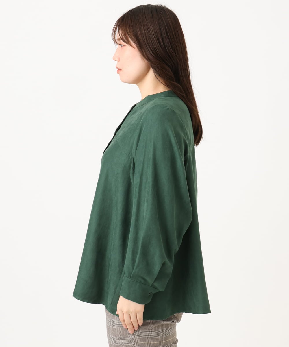 OLBLD15099 eur3(エウルキューブ) 【大きいサイズ】コーデュロイフレアシルエットブラウス グリーン