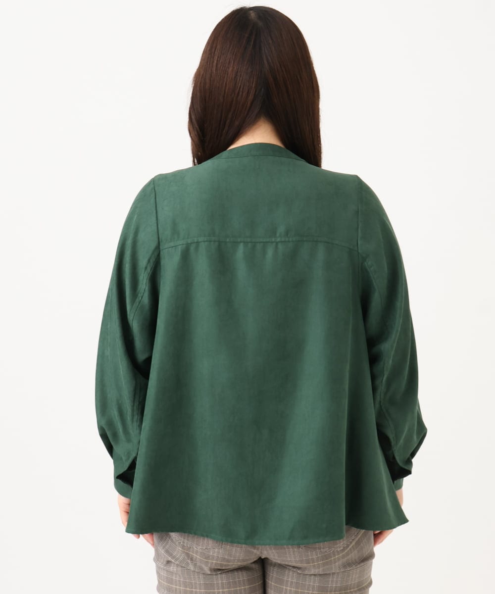 OLBLD15099 eur3(エウルキューブ) 【大きいサイズ】コーデュロイフレアシルエットブラウス グリーン