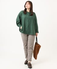 OLBLD15099 eur3(エウルキューブ) 【大きいサイズ】コーデュロイフレアシルエットブラウス グリーン