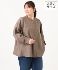 OLBLD15099 eur3(エウルキューブ) 【大きいサイズ】コーデュロイフレアシルエットブラウス モカ