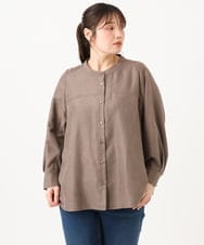 OLBLD15099 eur3(エウルキューブ) 【大きいサイズ】コーデュロイフレアシルエットブラウス モカ