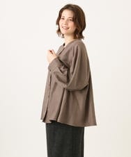OLBLD15099 eur3(エウルキューブ) 【大きいサイズ】コーデュロイフレアシルエットブラウス モカ