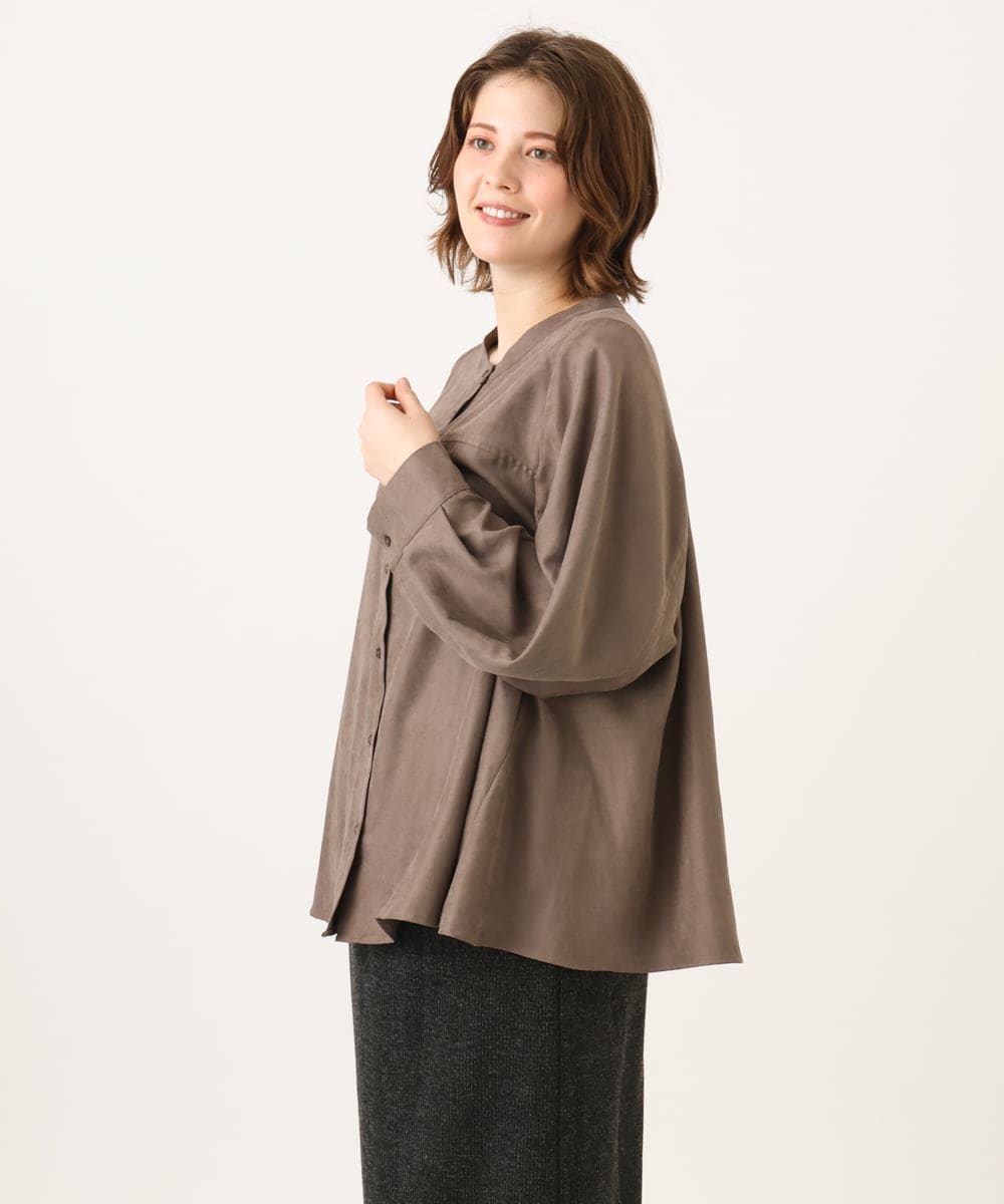OLBLD15099 eur3(エウルキューブ) 【大きいサイズ】コーデュロイフレアシルエットブラウス モカ