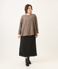 OLBLD15099 eur3(エウルキューブ) 【大きいサイズ】コーデュロイフレアシルエットブラウス モカ