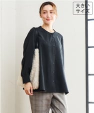OLBLD15099 eur3(エウルキューブ) 【大きいサイズ】コーデュロイフレアシルエットブラウス ブラック