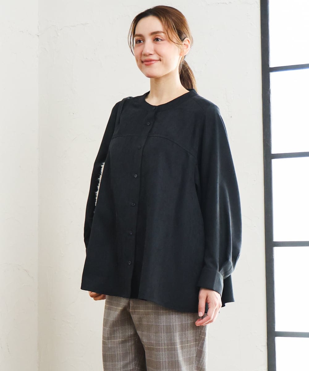 OLBLD15099 eur3(エウルキューブ) 【大きいサイズ】コーデュロイフレアシルエットブラウス ブラック