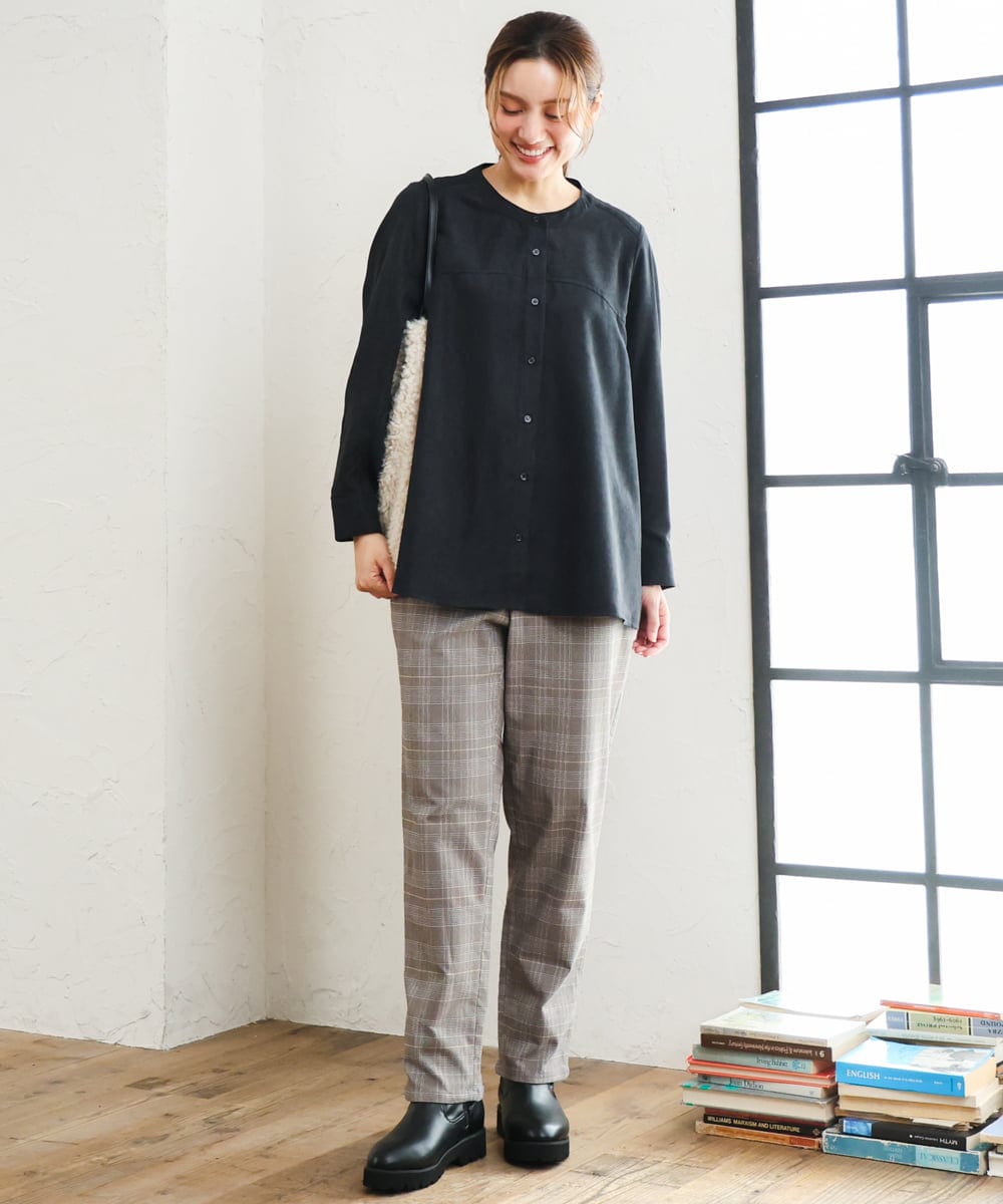 OLBLD15099 eur3(エウルキューブ) 【大きいサイズ】コーデュロイフレアシルエットブラウス ブラック