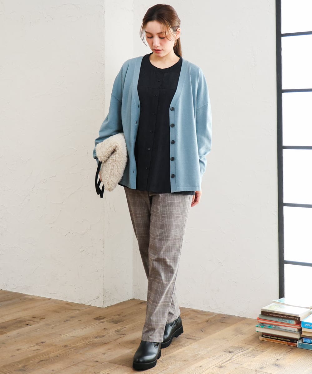 OLBLD15099 eur3(エウルキューブ) 【大きいサイズ】コーデュロイフレアシルエットブラウス ブラック