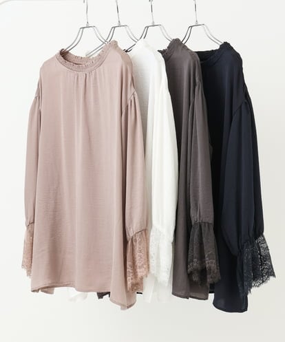 OLBLV16089 eur3 【雑誌掲載】【大きいサイズ】レースコンビブラウス