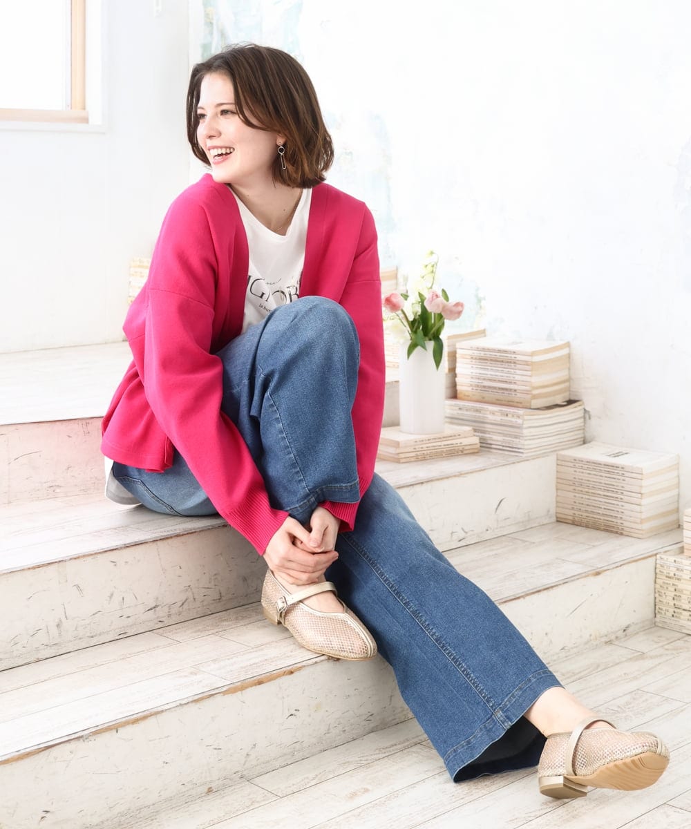 OLCDD03099 eur3(エウルキューブ) 【大きいサイズ/洗える】カーブヘムボクシーカーディガン ピンク(03)