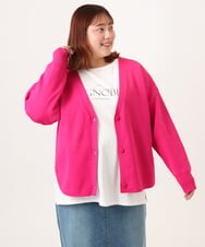 OLCDD03099 eur3(エウルキューブ) 【大きいサイズ/洗える】カーブヘムボクシーカーディガン ピンク(03)