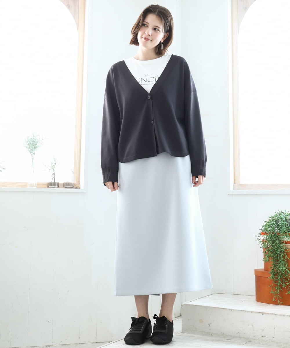 OLCDD03099 eur3(エウルキューブ) 【大きいサイズ/洗える】カーブヘムボクシーカーディガン ダークグレー(93)