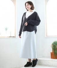 OLCDD03099 eur3(エウルキューブ) 【大きいサイズ/洗える】カーブヘムボクシーカーディガン ダークグレー(93)