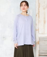 OLCFD10089 eur3(エウルキューブ) 【大きいサイズ】クルーネックラメカーディガン ライトブルー