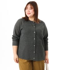 OLCFD10089 eur3(エウルキューブ) 【大きいサイズ】クルーネックラメカーディガン ダークグレー
