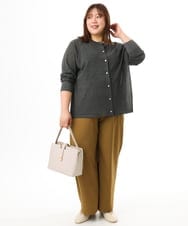 OLCFD10089 eur3(エウルキューブ) 【大きいサイズ】クルーネックラメカーディガン ダークグレー