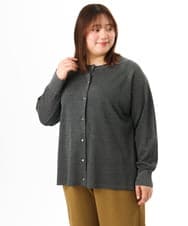 OLCFD10089 eur3(エウルキューブ) 【大きいサイズ】クルーネックラメカーディガン ダークグレー