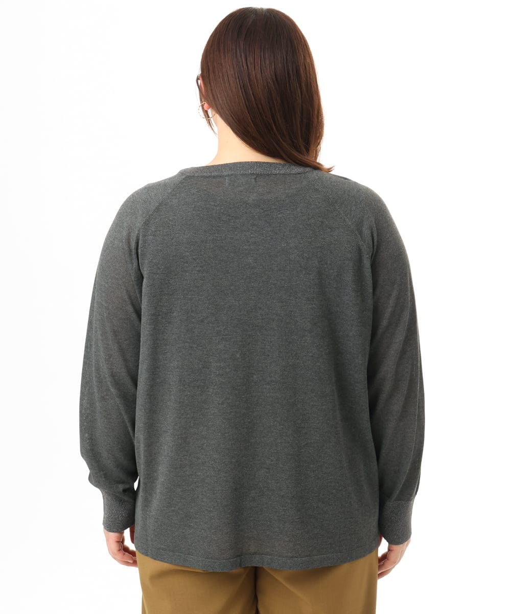 OLCFD10089 eur3(エウルキューブ) 【大きいサイズ】クルーネックラメカーディガン ダークグレー