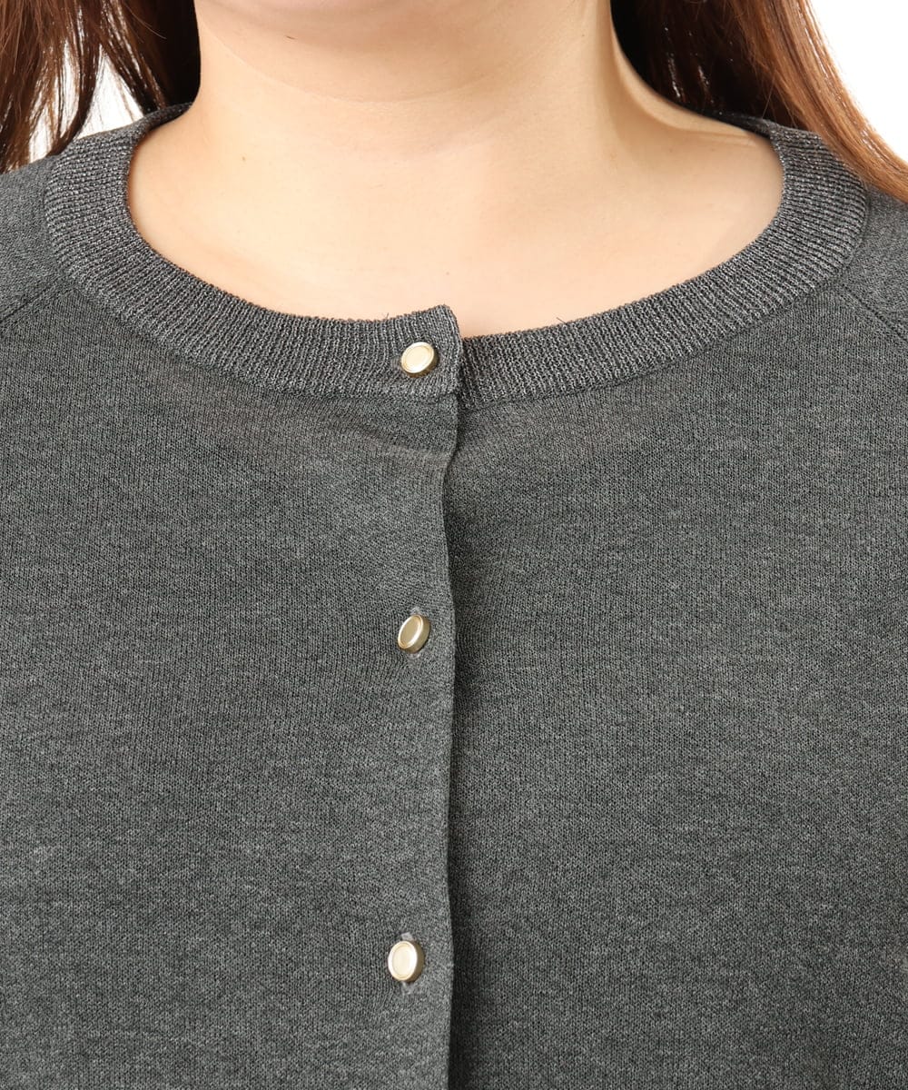 OLCFD10089 eur3(エウルキューブ) 【大きいサイズ】クルーネックラメカーディガン ダークグレー