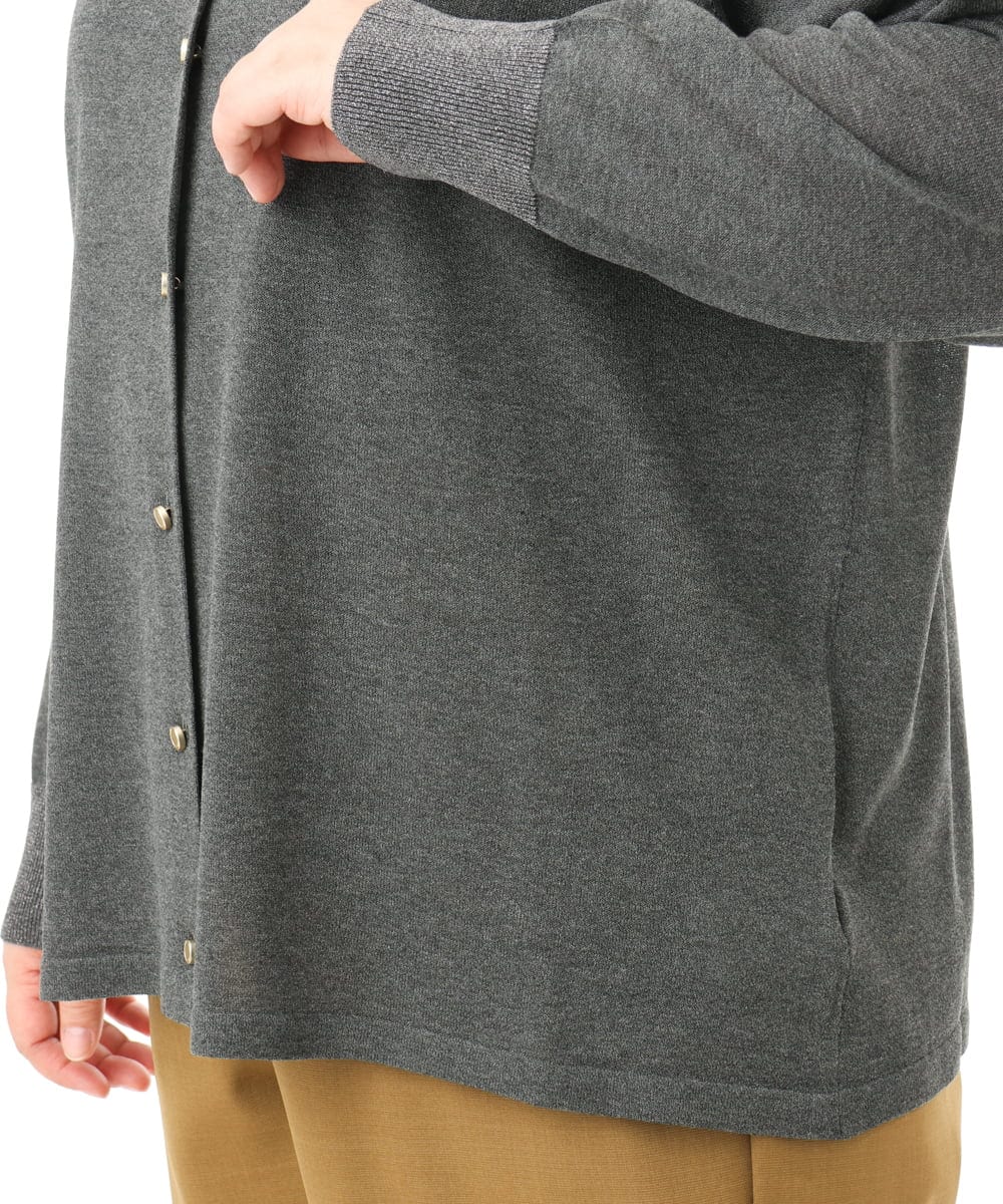 OLCFD10089 eur3(エウルキューブ) 【大きいサイズ】クルーネックラメカーディガン ダークグレー