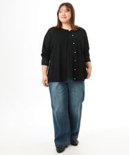 OLCFD10089 eur3(エウルキューブ) 【大きいサイズ】クルーネックラメカーディガン ブラック
