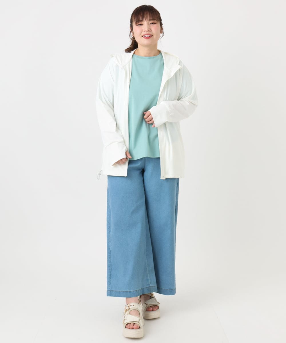 OLCGA21099 eur3(エウルキューブ) 【大きいサイズ/機能素材アイテム】接触冷感ラッシュガード ホワイト(90)