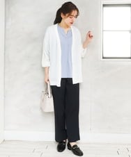 OLCGD07099 eur3(エウルキューブ) 【大きいサイズ/接触冷感】Vネックシア―カーディガン ホワイト