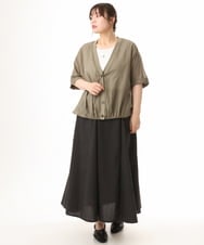 OLCHD11099 eur3(エウルキューブ) 【大きいサイズ】シア―Vネックカーディガン カーキ