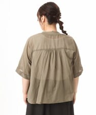 OLCHD11099 eur3(エウルキューブ) 【大きいサイズ】シア―Vネックカーディガン カーキ