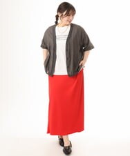OLCHD11099 eur3(エウルキューブ) 【大きいサイズ】シア―Vネックカーディガン ダークグレー