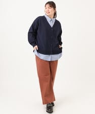 OLCKD04109 eur3(エウルキューブ) 【大きいサイズ】シャツドッキングニットカーディガン ネイビー