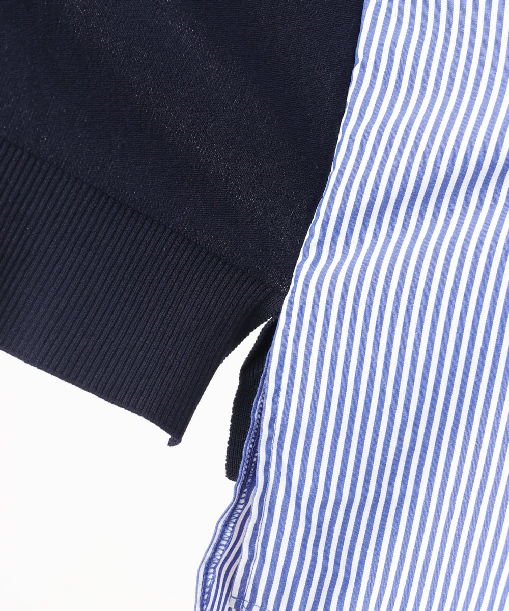 OLCKD04109 eur3(エウルキューブ) 【大きいサイズ】シャツドッキングニットカーディガン ネイビー