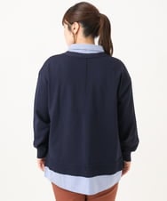 OLCKD04109 eur3(エウルキューブ) 【大きいサイズ】シャツドッキングニットカーディガン ネイビー
