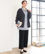 OLCKD04109 eur3(エウルキューブ) 【大きいサイズ】シャツドッキングニットカーディガン ダークグレー