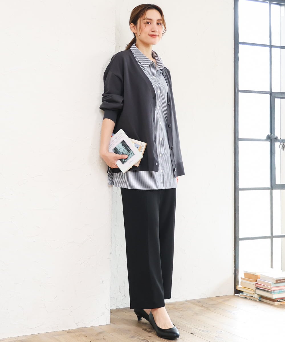 OLCKD04109 eur3(エウルキューブ) 【大きいサイズ】シャツドッキングニットカーディガン ダークグレー