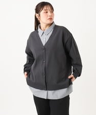 OLCKD04109 eur3(エウルキューブ) 【大きいサイズ】シャツドッキングニットカーディガン ダークグレー