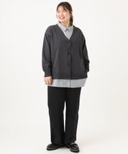OLCKD04109 eur3(エウルキューブ) 【大きいサイズ】シャツドッキングニットカーディガン ダークグレー