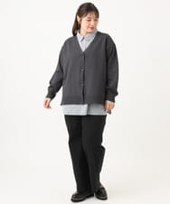 OLCKD04109 eur3(エウルキューブ) 【大きいサイズ】シャツドッキングニットカーディガン ダークグレー