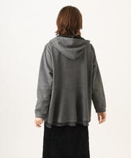OLCKD09099 eur3(エウルキューブ) 【大きいサイズ】スエードタッチバックペプラムパーカー ダークグレー