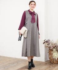 OLELD09139 eur3(エウルキューブ) 【野呂佳代さん着用/大きいサイズ】チェックジャンパースカート ダークブラウン