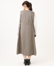 OLELD09139 eur3(エウルキューブ) 【野呂佳代さん着用/大きいサイズ】チェックジャンパースカート ダークブラウン