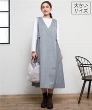 OLELD09139 eur3(エウルキューブ) 【野呂佳代さん着用/大きいサイズ】チェックジャンパースカート ブラック