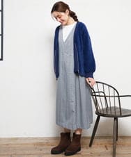 OLELD09139 eur3(エウルキューブ) 【野呂佳代さん着用/大きいサイズ】チェックジャンパースカート ブラック