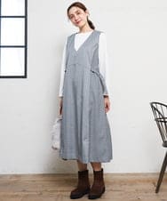 OLELD09139 eur3(エウルキューブ) 【野呂佳代さん着用/大きいサイズ】チェックジャンパースカート ブラック