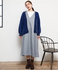 OLELD09139 eur3(エウルキューブ) 【野呂佳代さん着用/大きいサイズ】チェックジャンパースカート ブラック