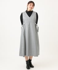 OLELD09139 eur3(エウルキューブ) 【野呂佳代さん着用/大きいサイズ】チェックジャンパースカート ブラック