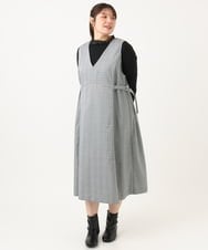 OLELD09139 eur3(エウルキューブ) 【野呂佳代さん着用/大きいサイズ】チェックジャンパースカート ブラック