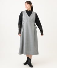 OLELD09139 eur3(エウルキューブ) 【野呂佳代さん着用/大きいサイズ】チェックジャンパースカート ブラック