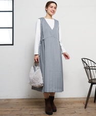 OLELD09139 eur3(エウルキューブ) 【野呂佳代さん着用/大きいサイズ】チェックジャンパースカート ブラック